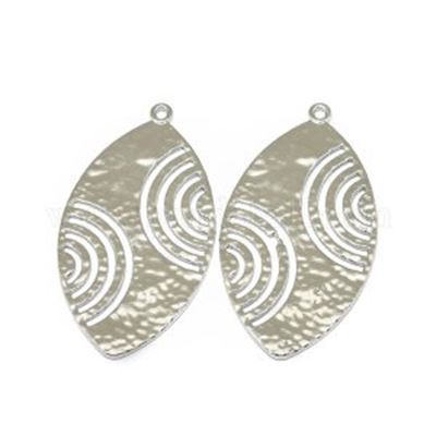 Pendant Hammered Leaf Antique Silver 50x28mm each