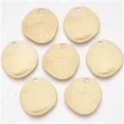 Charm Flat Round Hammered Matte Gold 20x19x2mm Hole 1.8mm each