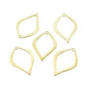 Pendant  Leaf Shape Textured Gold 35x23x1.5mm Hole 1.5mm each