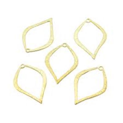 Pendant  Leaf Shape Textured Gold 35x23x1.5mm Hole 1.5mm each