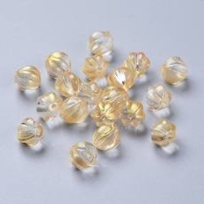 Glass Bead Pumpkin Shape Golden Shade 8.5x8mm Hole 1.2mm