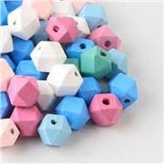 Hinoki  Wood Polyhedron Beads Assorted Colours Approx 12mm Hole 4.2mm each