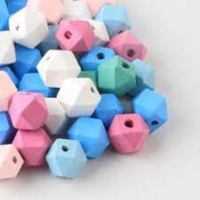 Hinoki  Wood Polyhedron Beads Assorted Colours Approx 12mm Hole 4.2mm each