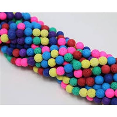 Semi Precious Strand Multicoloured Dyed Lava Beads 6mm Round (approx 61 beads) ea.