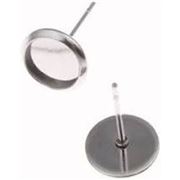 Earring Stud 10mm Flat Back Setting with Thin Surround for Resin etc  Nickel (per pair)
