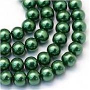 Glass Pearl Strand Emerald Green Pearl 6mm ea Approx 145 beads
