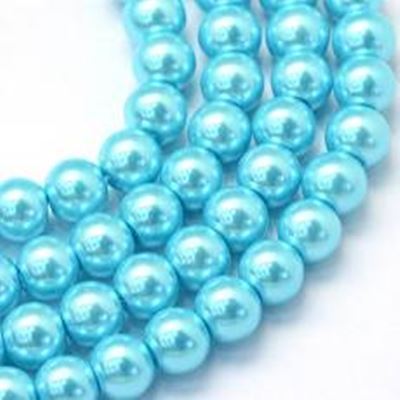 Glass Pearl Strand Cyan Pearl 12mm ea Approx 70 beads