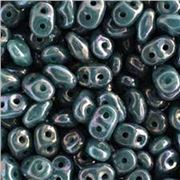 Superduo 2.5x5mm Turquoise Dark Green/Red Lustre - Aprx 24g Tube