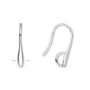 Earrings Fish Hook with Leaf and hidden open loop (per pair) Silver  ea