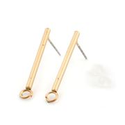 Earrings Post Stud with Strip & Open Loop Matt Gold 28x5mm (21 Gauge Post) per pair
