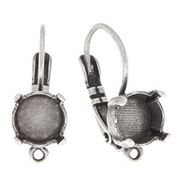 Earring Setting Leverback Antique Silver w/ loop fits SS39 (8mm) (per pair)