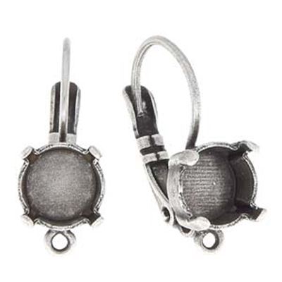 Earring Setting Leverback Antique Silver w/ loop fits SS39 (8mm) (per pair)