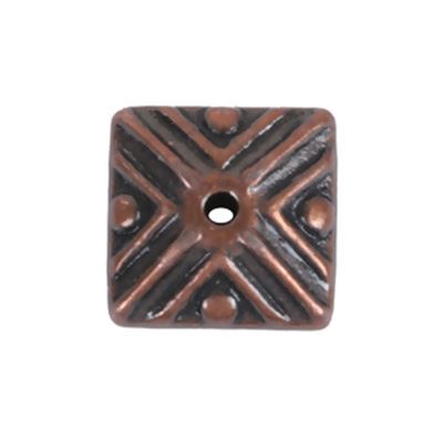 Filler Beads Antique Copper Square 10x10mm Hole 1.2mm each
