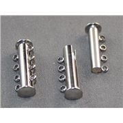 Slide Clasp 4 Strand Antique Silver 25mm ea