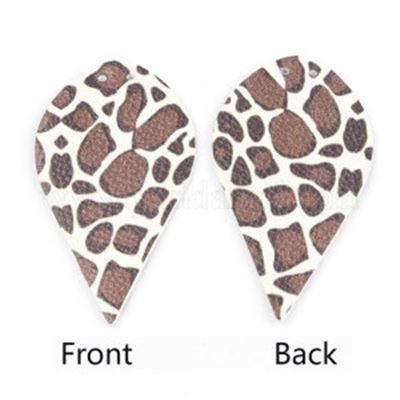 Pendant Faux Leather Teardrop Animal Print 62x35x2mm each