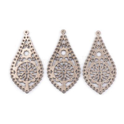 Pendant Faux Leather Filigree Bronze 60x31x2mm each