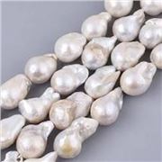 Freshwater Natural Baroque Keshi Pearl Strand Nuggets, Creamy White 13-22x13-16mm ; 40cm Strand (approx 20 pieces) ea
