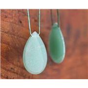 Pendant Semi Precious Aventurine Teardrop Cross Drill 28 x 18mm each