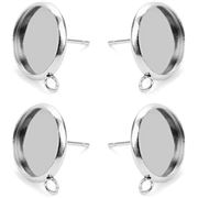 Earring Stud 8mm Flat Back Setting with Thin Bezel and Loop Stainless Steel (per pair)