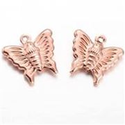 Charm Butterfly 14x15x3.5mm Hole 1mm. Rose Gold ea.