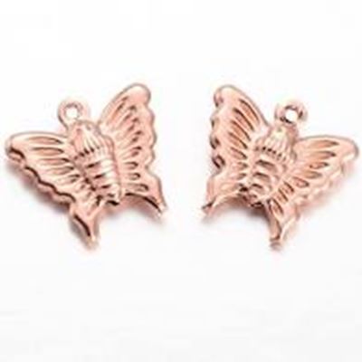 Charm Butterfly 14x15x3.5mm Hole 1mm. Rose Gold ea.