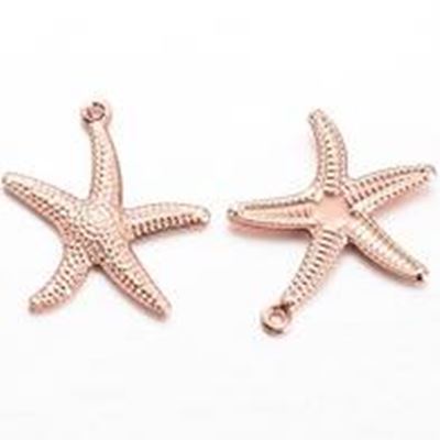 Charm Sea Star 23x20x2mm Hole 1mm Rose Gold (Brass) ea.