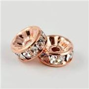 Filler Beads Rondelle Crystal & Rose Gold 5x2.5mm ea