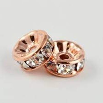 Filler Beads Rondelle Crystal & Rose Gold 5x2.5mm ea