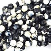 Semi Precious Strand  Natural Weathered Agate Dyed Black Faceted 10mm (approx 37 beads)