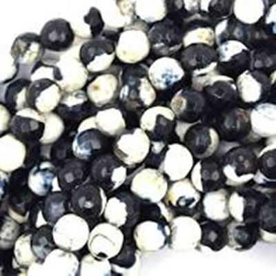 Semi Precious Strand  Natural Weathered Agate Dyed Black Faceted 10mm (approx 37 beads)
