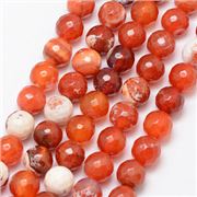 Semi Precious Strand  Natural Fire Agate Dyed Coral Faceted 10mm (approx 37 beads)