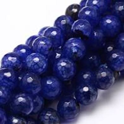 Semi Precious Strand Natural Agate Dyed Blue Faceted 10mm (approx 37 beads)