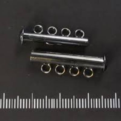 Slide Clasp 4 Strand Black Nickel Magnetic 25mm ea