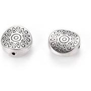 Filler Bead Tibetan Style Flat Round w/ Star (Vert. Hole 2mm) 10x4mm Antique Silver ea.