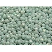 Firepolished Crystal Chalk White Teal Luster 3mm ea