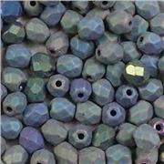 Firepolished Crystal Jet Matte Green Iris 3mm ea
