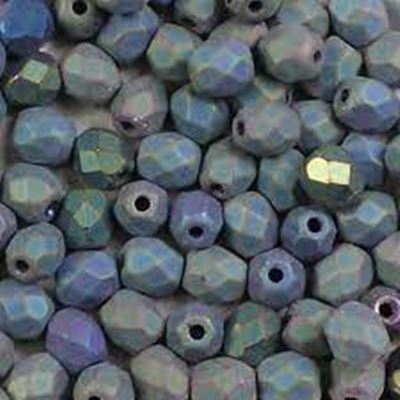 Firepolished Crystal Jet Matte Green Iris 3mm ea