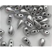 Drop Duo Bead 3x6mm Aluminium Silver 8g Tube approx 90 beads ea.