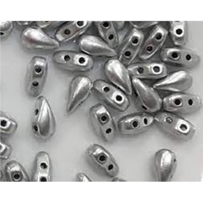 Drop Duo Bead 3x6mm Aluminium Silver 8g Tube approx 90 beads ea.