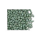 Drop Duo Bead 3x6mm Chalk White Teal Luster 8g Tube approx 90 beads ea.