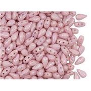 Drop Duo Bead 3x6mm Chalk White Lila Luster 8g Tube approx 90 beads ea.