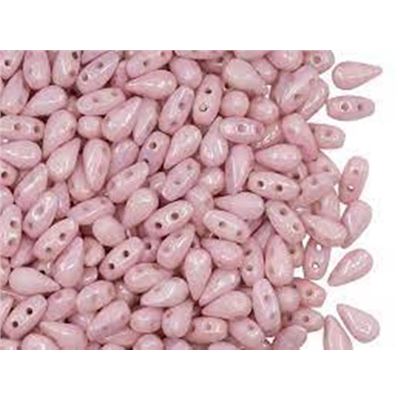 Drop Duo Bead 3x6mm Chalk White Lila Luster 8g Tube approx 90 beads ea.