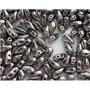 Drop Duo Bead 3x6mm Antique Chrome 8g Tube approx 90 beads ea.
