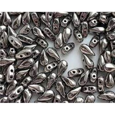 Drop Duo Bead 3x6mm Antique Chrome 8g Tube approx 90 beads ea.