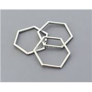 Hexagon Link Silver Alloy 26x22x1mm each