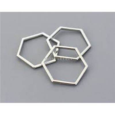 Hexagon Link Silver Alloy 26x22x1mm each