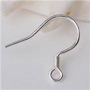 Earrings Flat Hooks with coil 25mm Sterling Silver per pr