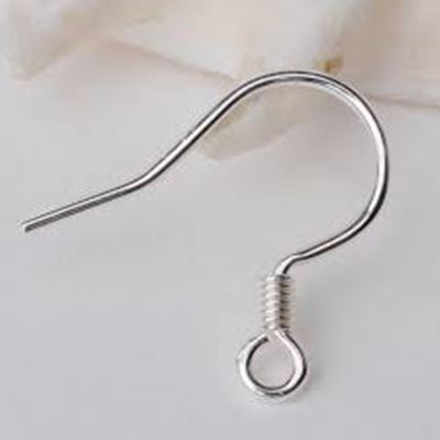 Earrings Flat Hooks with coil 25mm Sterling Silver per pr