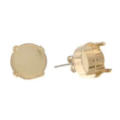 Earring 14mm Rivoli Stud Setting Gold (per pair)