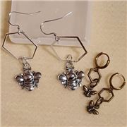 "Save the Bees" Earring Kit - 1 x pr Silver 60mm, I x pr Antique Brass 35mm. Each